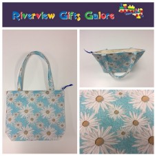 Medium Tote Bag with Zip- Daisy Blue